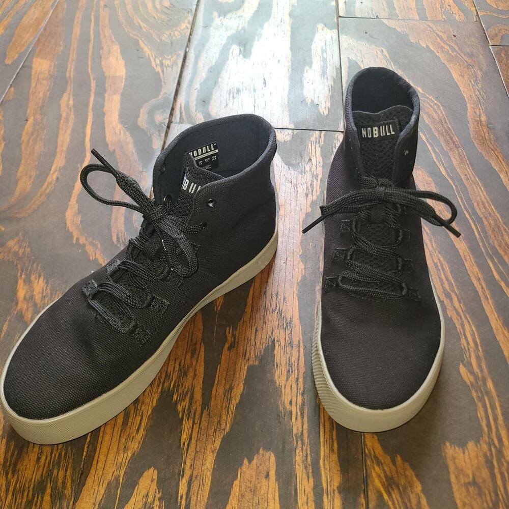 NOBULL High Top Canvas Trainer Black Gum Sole Mens 8.5 Womens 10 NWOB